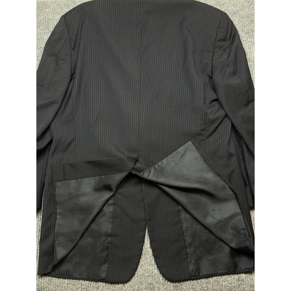 Hickey Freeman Nordstrom Mens‎ Jacket Coat Suit 46 Oakbrook Blue Pinstriped Wool - Picture 8 of 11